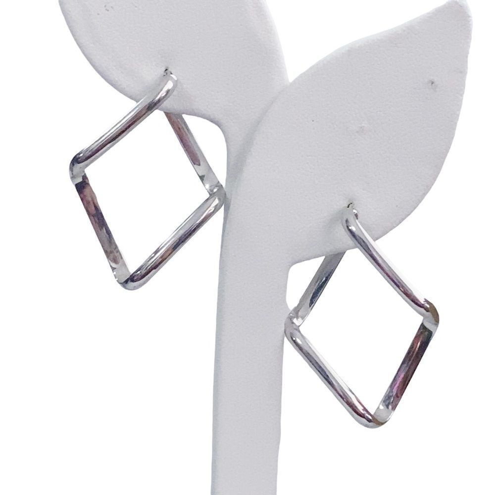 14K 14KT Milor Italy Square Modernist Geometric Twisted Shaped Edgy Earrings